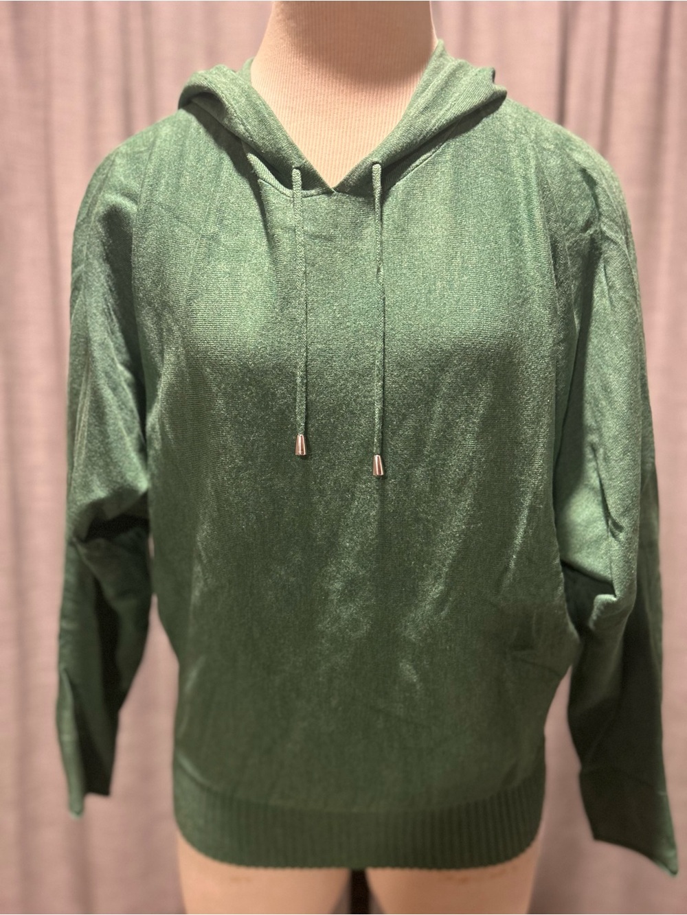 Cyrus Green Hooded Knit Pullover Sweatshirt